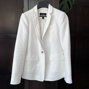 J Crew Woman’s White Linen Blazer Size 0P